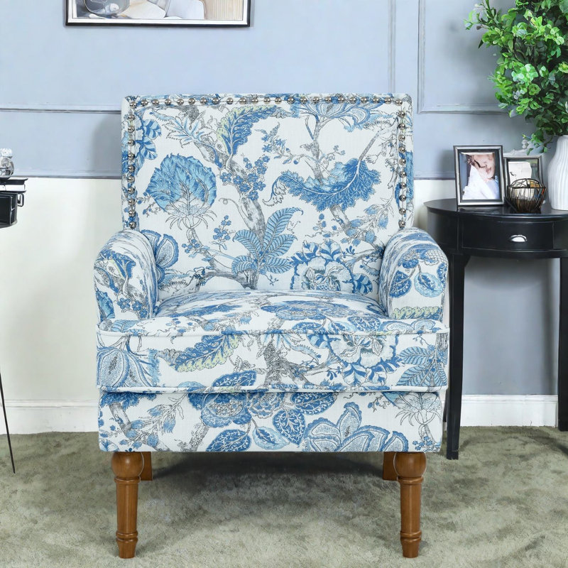 Chaises d'appoint Comfort, bois et tissu, motif floral maison de campagne, salon maison
