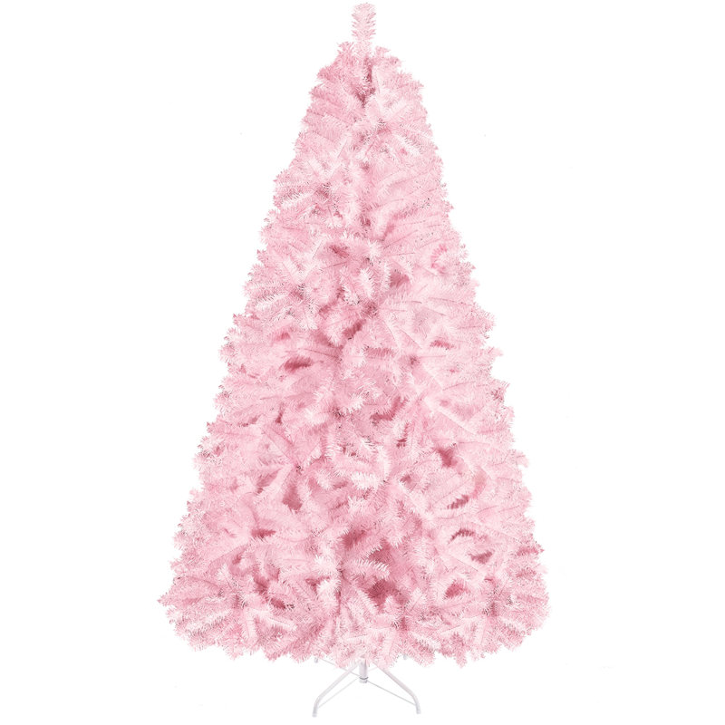 Multi-colored Hinged Fir Artificial Christmas Tree with Foldable Stand, 7.5' H, Pink