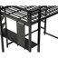 Lit mezzanine double en métal avec bureau et rangement pour les adolescents - noir, 78,07 po de profondeur, 57,58 largeur, 70,85 hauteur, 115,1 lb, conception stable, intégré, garde-corps, lattes, tablettes triangulaires, fiable