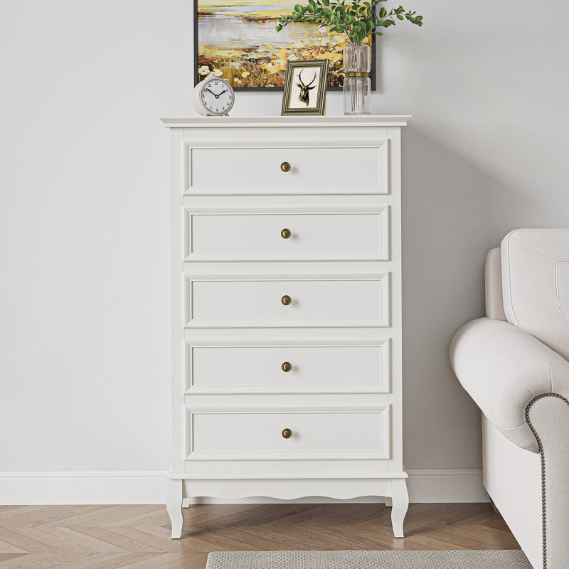 Commode verticale en bois manufacturé avec 5 tiroirs