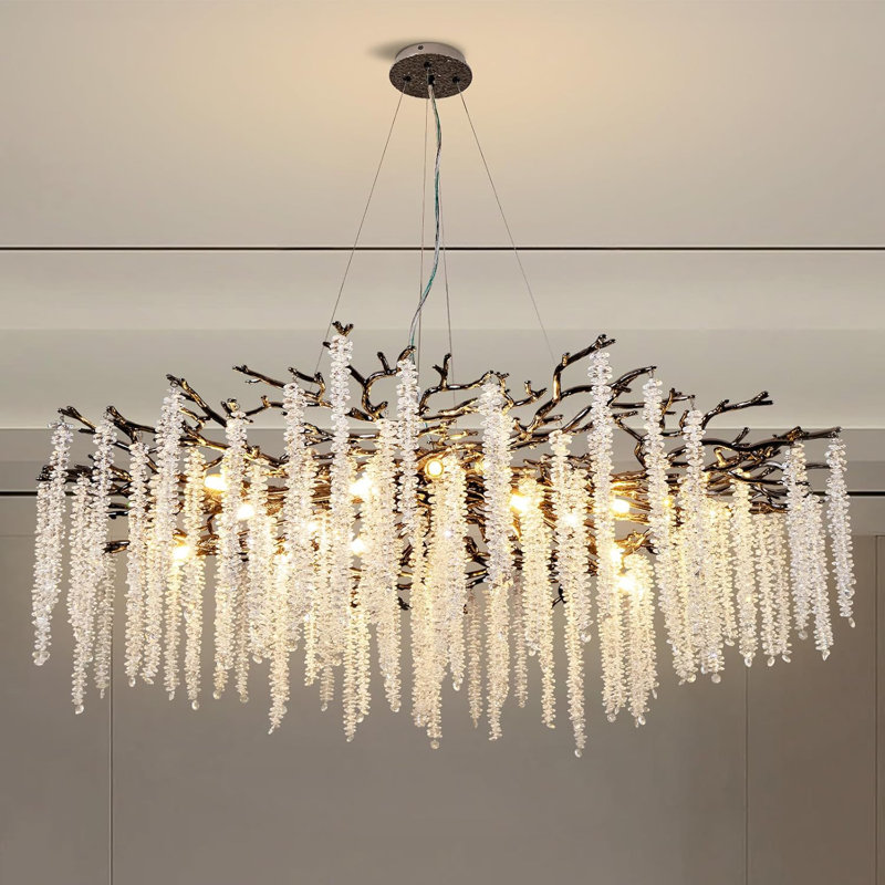 Lustre en cristal Paree, H 19,7 po x l 47,2 po x P 47,2 po, 18, Noir