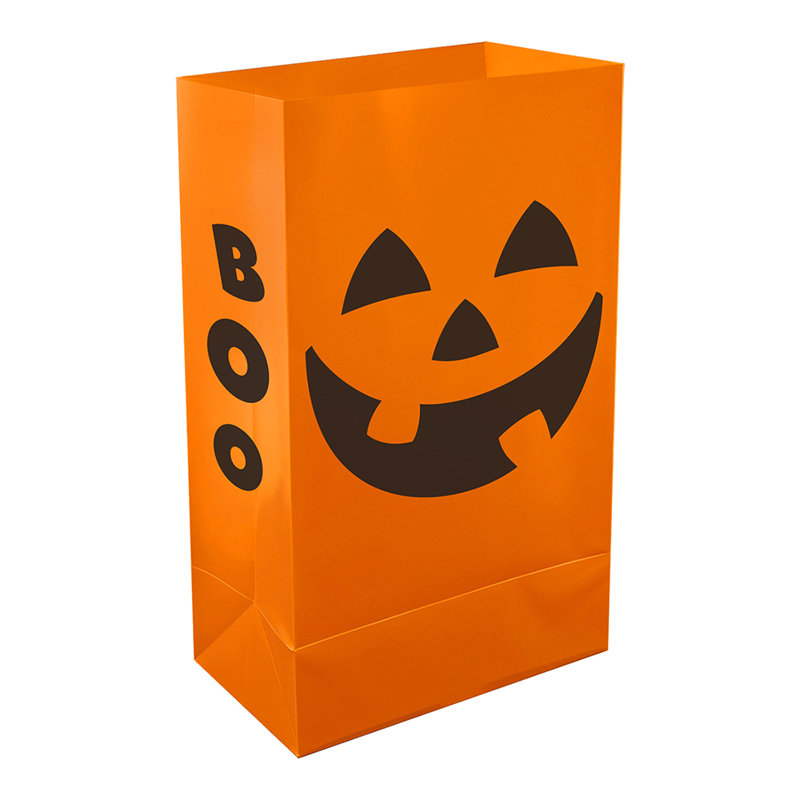 Sacs en plastique orange Jack O'Lantern Luminaria - 12 unités