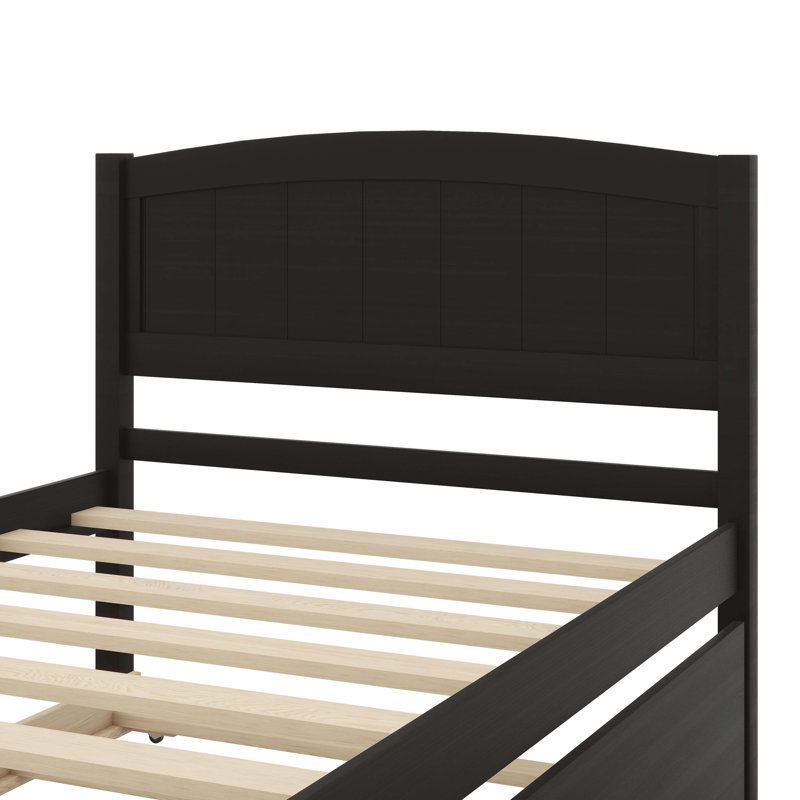Twin Platform Bed With Sliding Trundle, Espresso