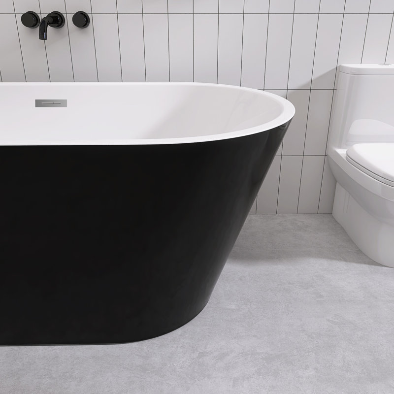Baignoire de trempage autoportante en acrylique 67 po. X 31 po., Noir