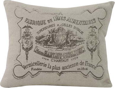 Stamp Appliqued Linen Throw Pillow