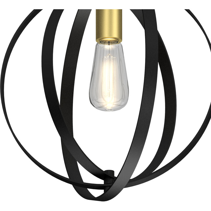 1-Light Indoor Black/Antique Gold Contemporary Inspired Single Pendant, Black/Antique Gold