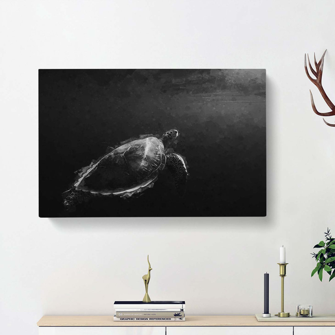 Sea Turtle In Abstract - Wrapped Canvas