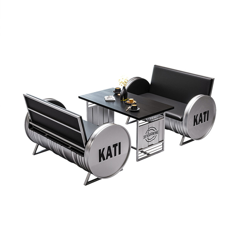 Ensemble de table de salle à manger industrielle en fer à table rectangulaire L 47,24 po x l 23,62 po