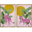 «Tropical Jungle», feuille de bananier, guépard rose, nature, ensemble de 2 impressions sur toile-75851905-75851906