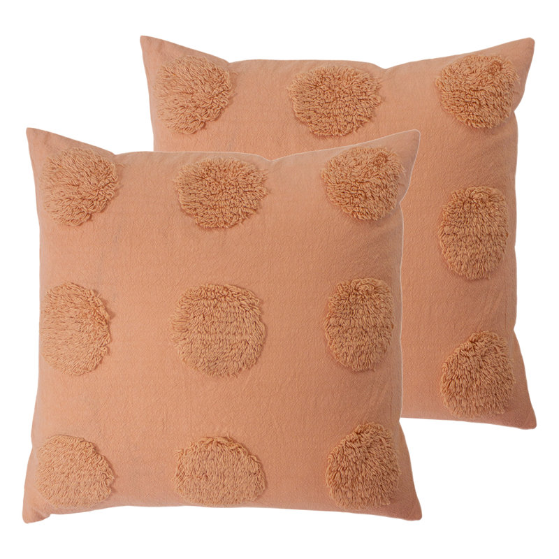 Polka Dots Square Cushion, White, Feather