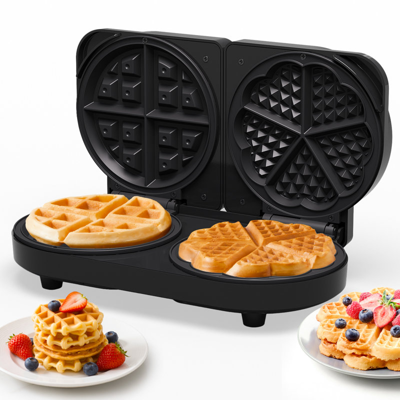 Double Waffle Maker With Adjustable Temp, Heart Waffle & Classic Waffle Iron