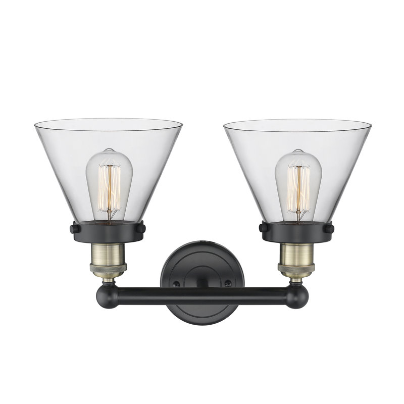 Éclairage pour meuble-lavabo à 2 lumières à intensité variable, Laiton antique noir, Transparent