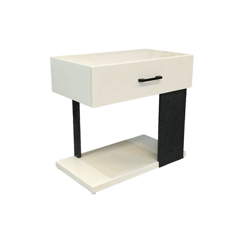 Ledjona Solid Wood Bedside Table, Beige