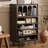 Dark-coffee + Beige Solid Wood + Rattan Display Cases