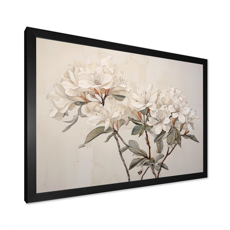 Rhododendron sobre et sobre, H 12 po x l 20 po x P 1 po, Cadre simple noir