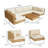 7 Piece Wicker Patio Furniture Set, Modular Outdoor Sectional with Thickened Cushions, Rattan Outdoor Furniture Conversation Set with Slatted Acacia Wood Table for Backyard, Khaki/-825782114