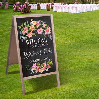 Double Side Wood A-Frame Chalkboard Sign Menu Display for Restaurant Business or Wedding