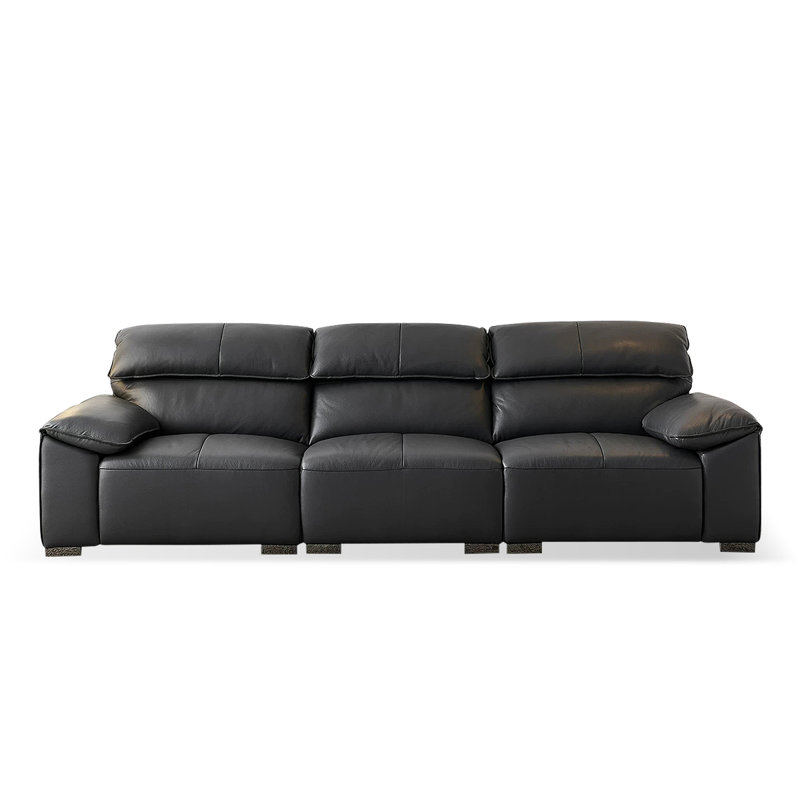 Canapé modulaire noir en similicuir, L 110,24 po