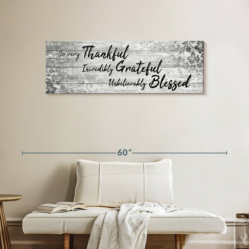 Thankful Grateful Blessed IV Wall Sign Canvas Print, 15" H x 45" W x 1.25" D