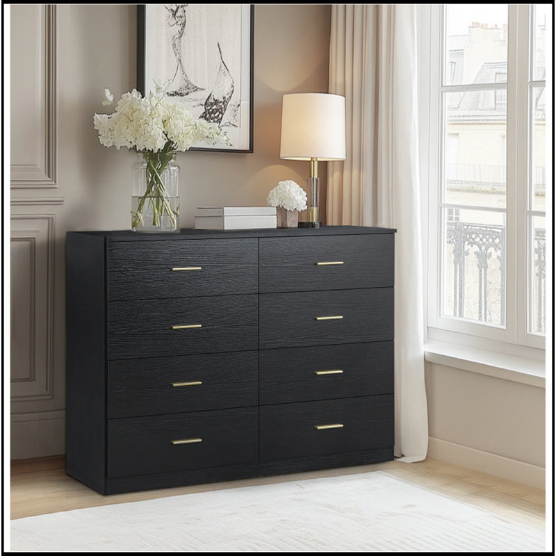 Modern Bedroom Dresser With Ample Storage And Stylish Design, Black
