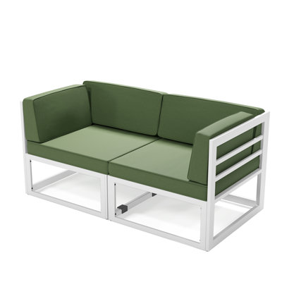 2-Piece Aluminum Outdoor Patio Sofa Corner Chair With Cushions (Set of 2) by Wildon Home
