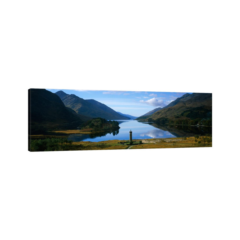 Glenfinnan Monument & Loch Shiel, Glenfinnan, Highlands, Scotland, United Kingdom by Panoramic Images - Wrapped Canvas Panoramic Print