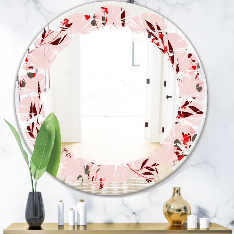 Modern Farmhouse Wall Mirror, 31.5" x 31.5" , Leaves Eucalyptus Floral Pattern II