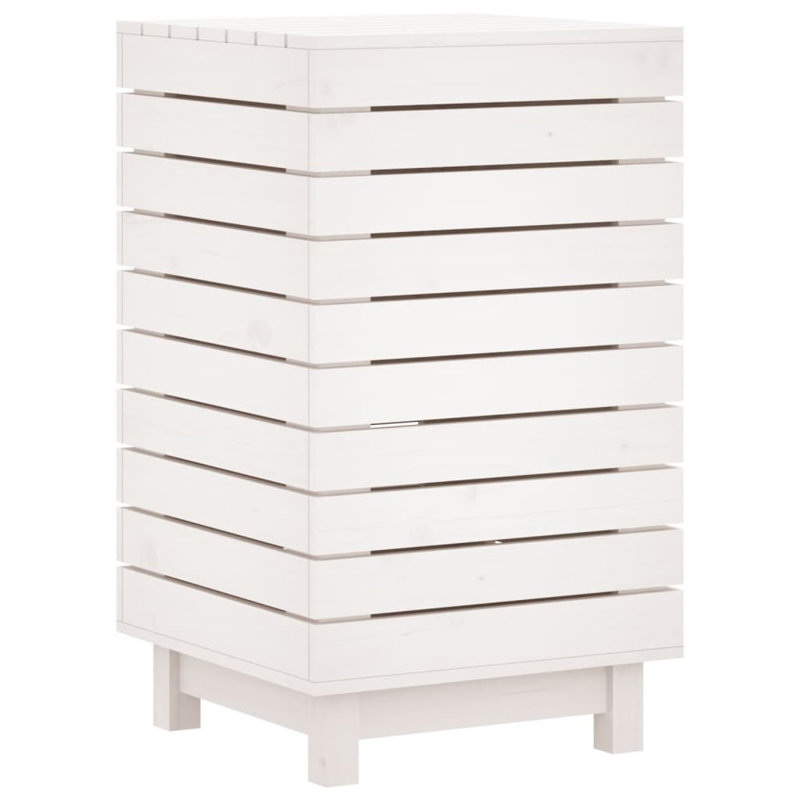 Wood Laundry Basket, White, 29.9" H x 17.3" W x 17.3" D