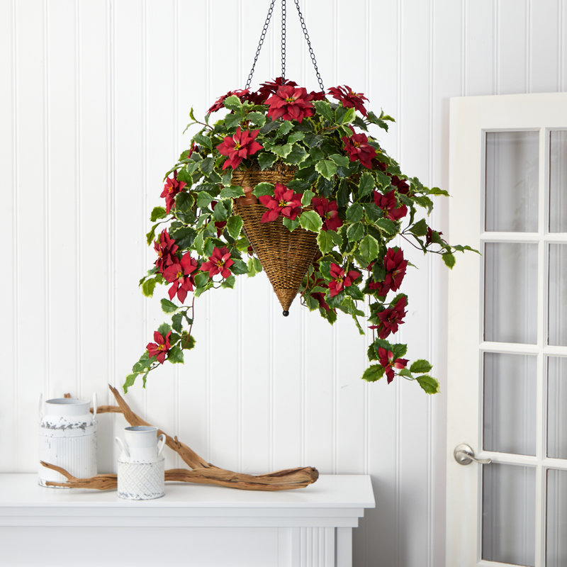 Panier de rangement en vase poinsettia, Rouge
