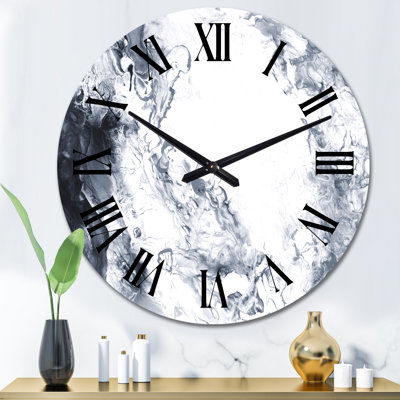 Noir et blanc liquide Art Universe I - horloge murale moderne