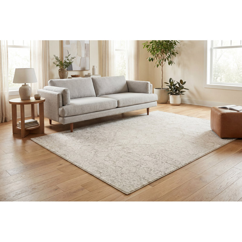 Tapis décoratif de Ivoire géométriques à tissage électrique Bullis, Rectangle 9 pi 2 po x 12 pi 10 po