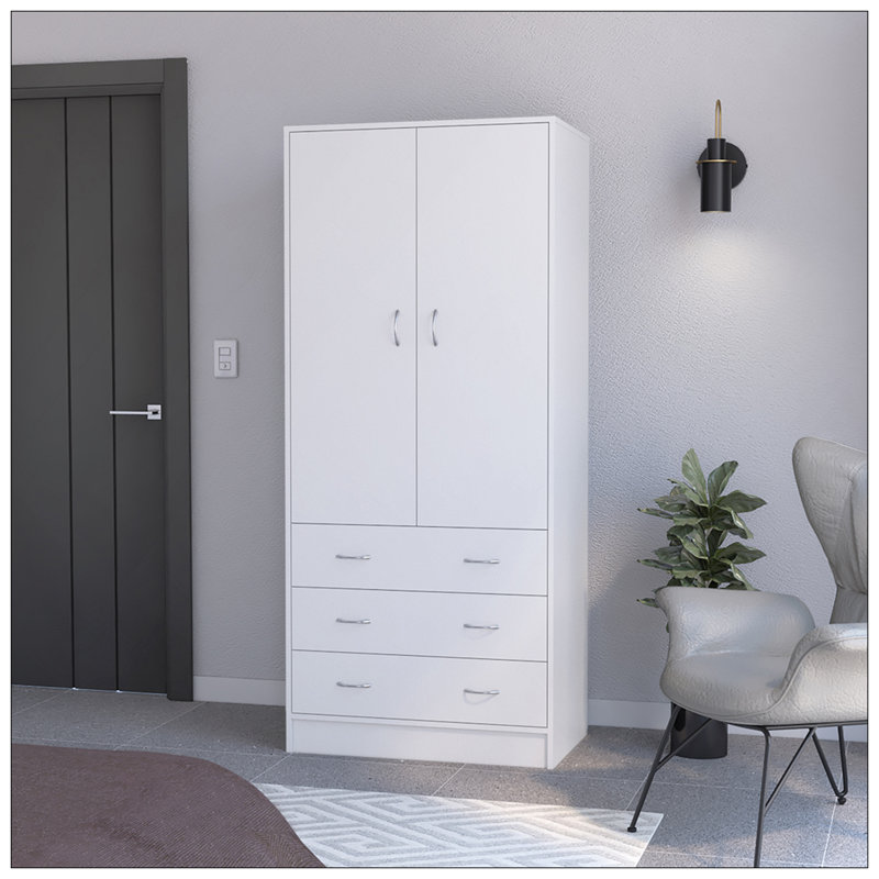 Armoire Ramey, chambre à coucher, blanc, Blanc
