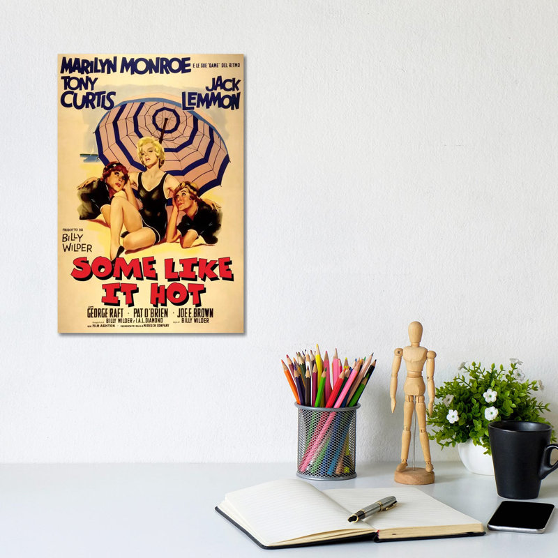 Some Like It Hot Film Poster (Italian Market) by Radio Days - Print on Canvas, 20.32 cm H x 30.48 cm W, Wrapped Canvas