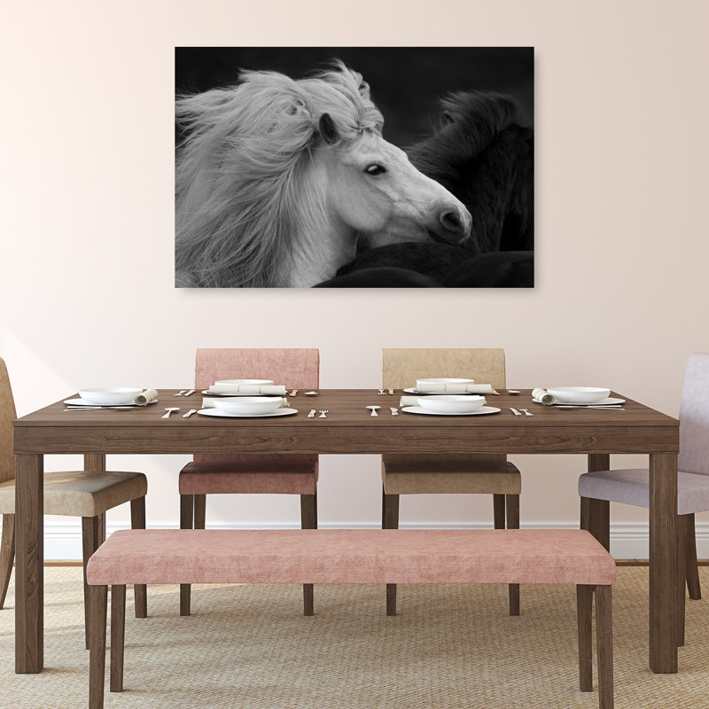Art mural majestueux à crinière blanche contemporaine, 32" H x 48" W