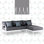 Canapé modulaire d'extérieur en métal avec méridienne, coussins de siège profond et tissu résistant aux intempéries Elle Decor Paloma