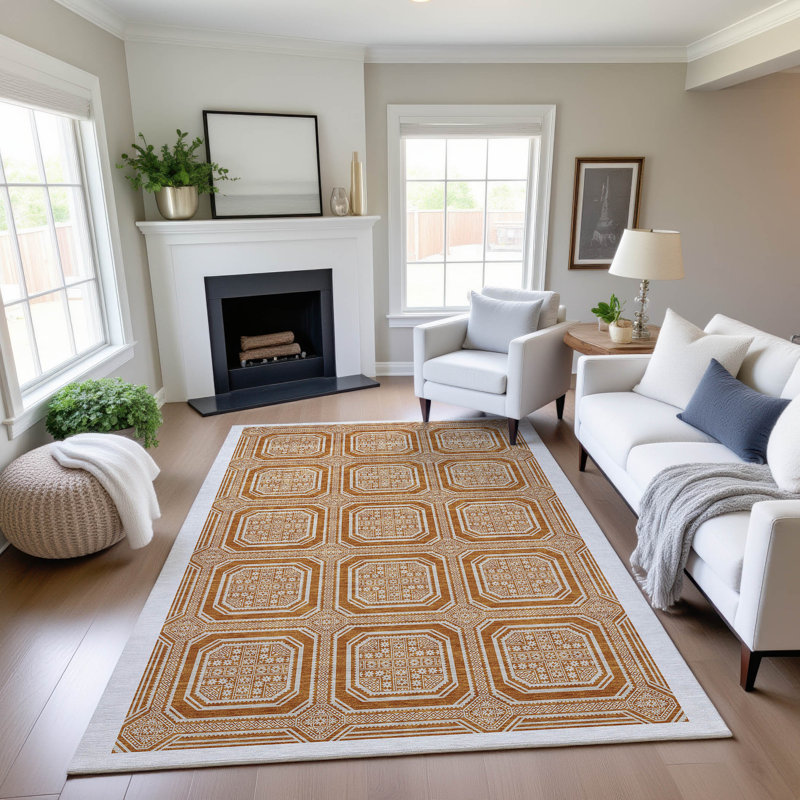 Tapis géométrique de qualité supérieure lavable à la machine Elize AMF1451, Rectangle 9 pi x 12 pi