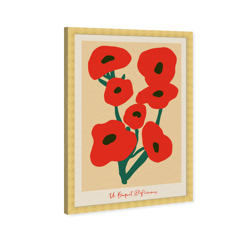 «Modern Modern Red Bouquet» par Joss & Main - reproduction de cadre photo, H 26 po x l 18 po, Or
