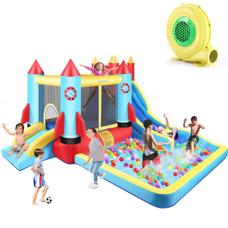 12.14' x 11' Bounce House with Two Slides and Air Blower