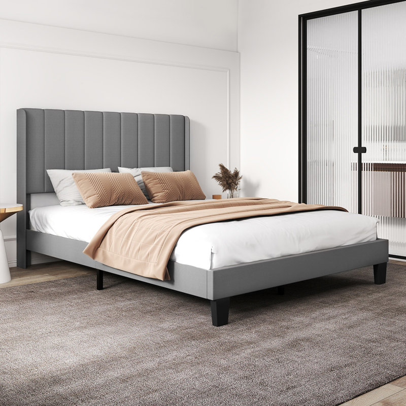 Upholstered Bed, Kingsize (5'), Grey