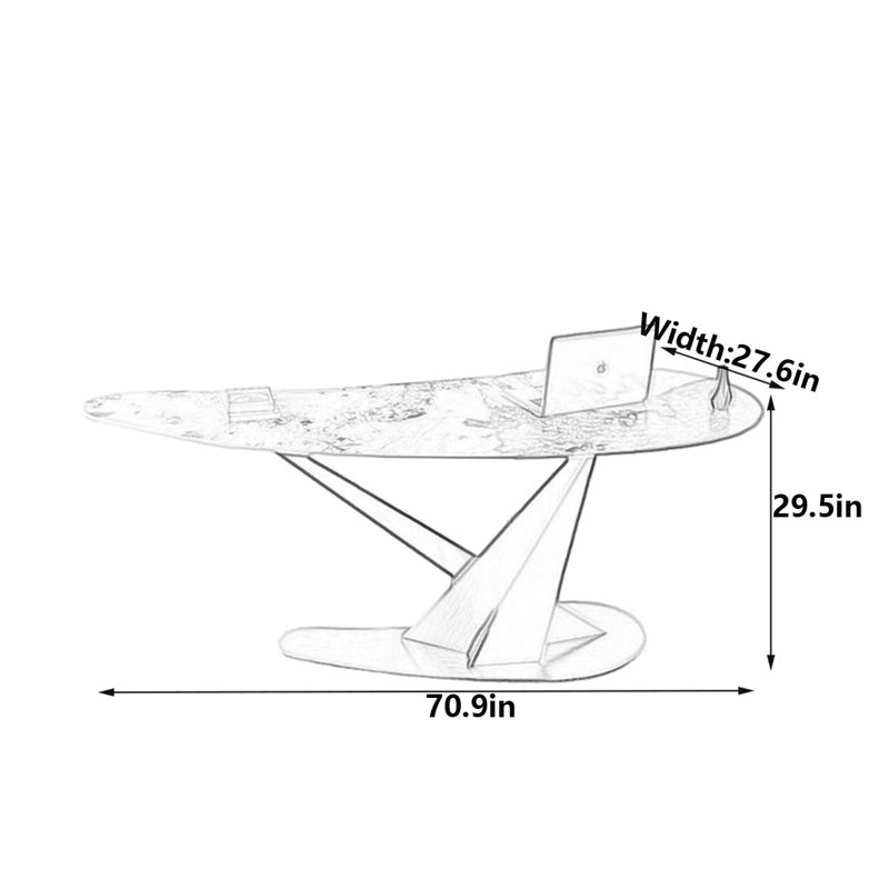 Bureau Modern Modern, H 29,5 po x l 70,9 po x P 27,6 po