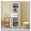 Bathroom Storage Cabinet with Glass Doors,2 Drawers, and Adjustable Shelves-2007439466