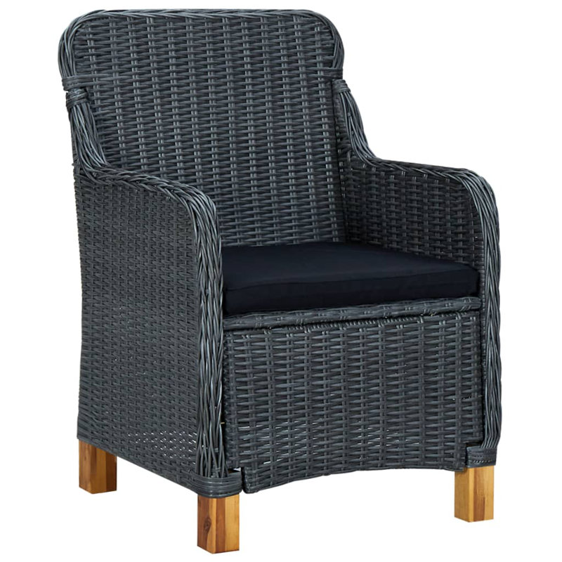 Patio Chairs with Cushions Poly Rattan, Dark Gray