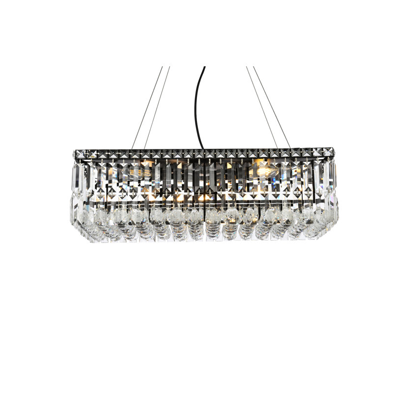 Luminaire suspendu rectangulaire à 6 lumières pour îlot de cuisine Isadora, Coupe royale, Noir