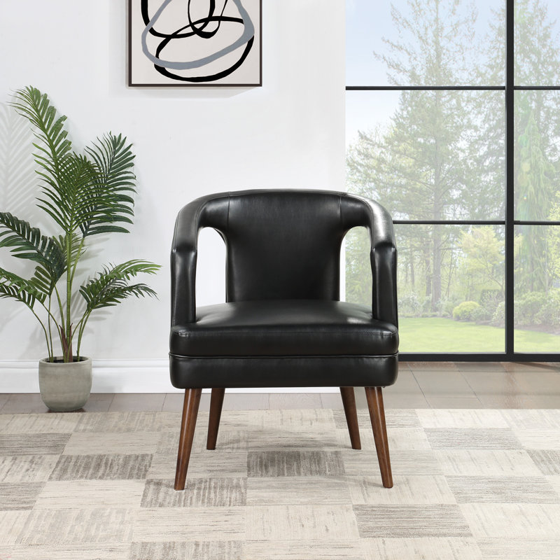 Chaise d'appoint Jetton, Similicuir noir