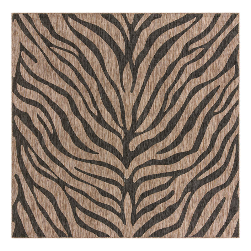 Natural Tsavo Indoor/Outdoor Safari Rug, Square 10'