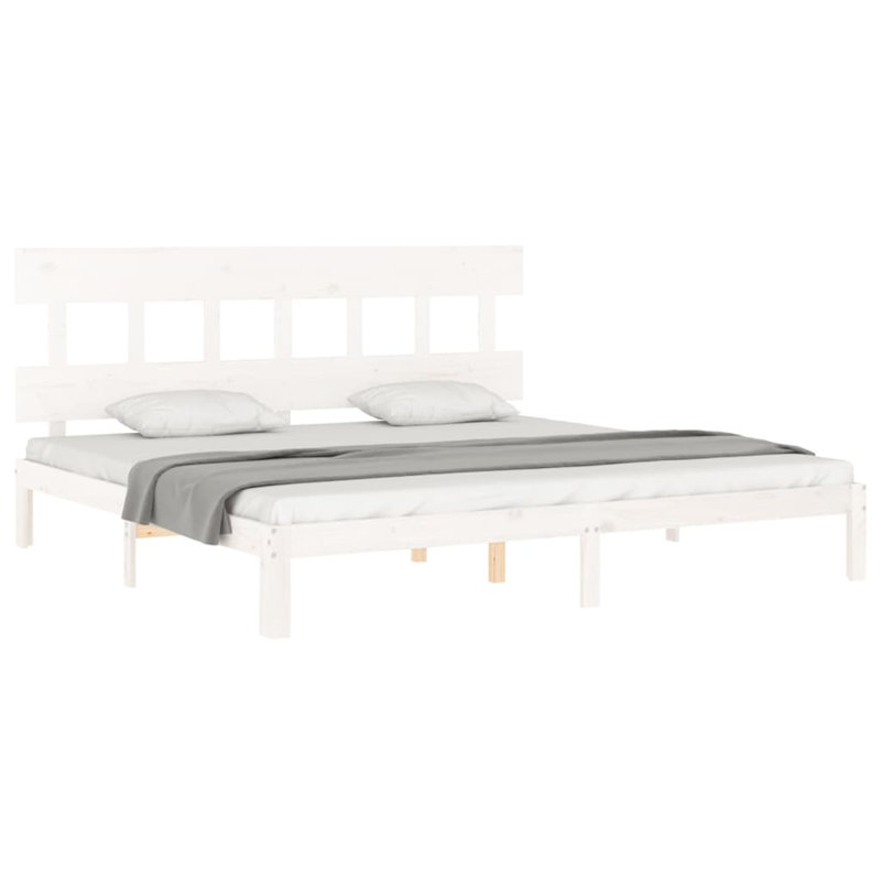 Bed Frame with Headboard, White, Super King (6')