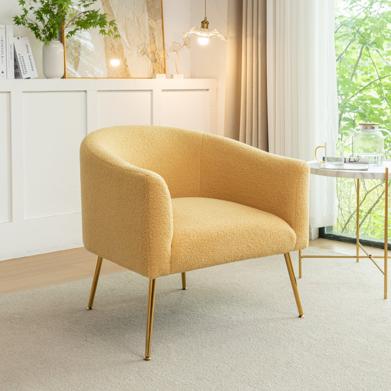 Chaise d'appoint en fourrure synthétique Caleigha, Similifourrure jaune