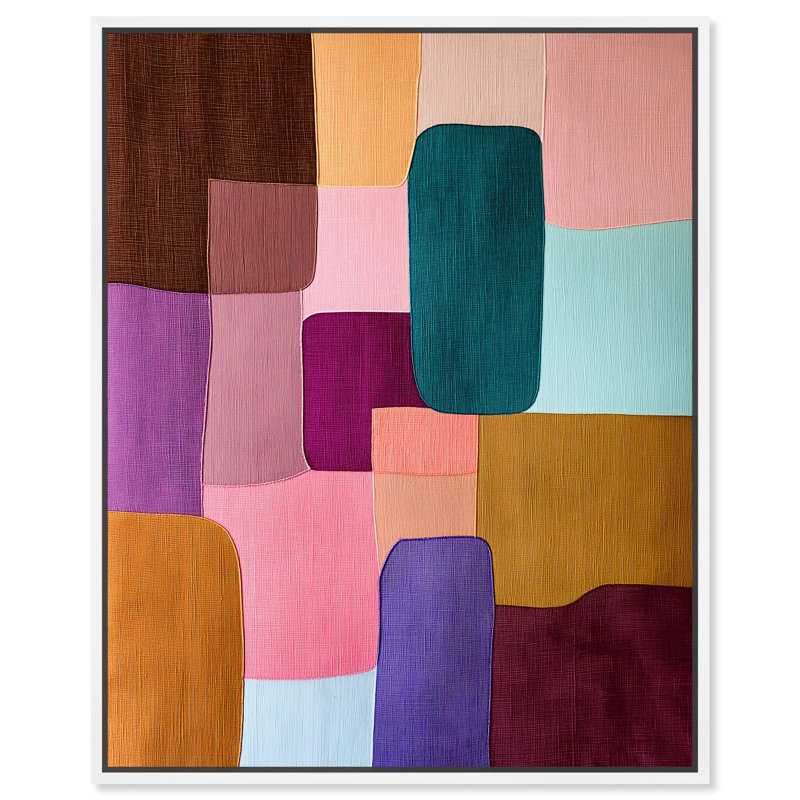 Art moderne sur toile "Color Block Cadence II" par Art Remedy, H 46 po x l 37 po, Cadre blanc