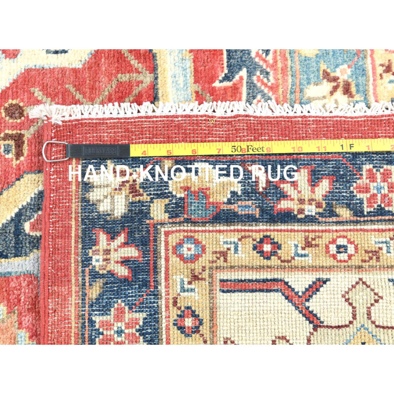 Tapis afghane en laine pure noué à la main 9 pi x 12 pi rouge Peshawar Garus AD8D9A144DFE4C1ABF1E9A43781FC693