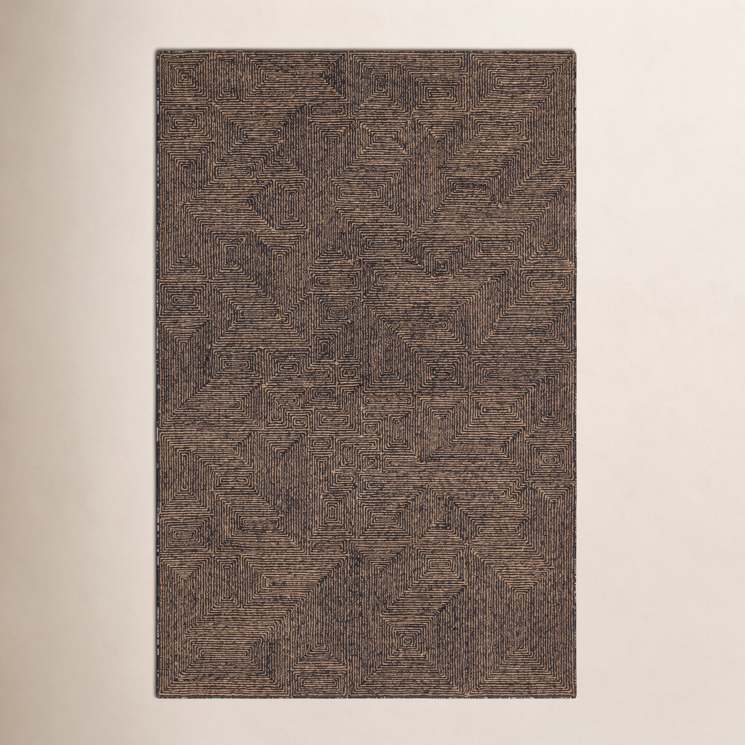 Alaska Handmade Tan/Black Rug, Rectangle 10' x 14'